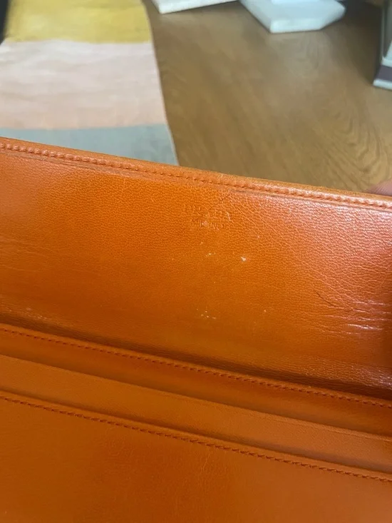 Prada Orange Leather Continental Wallet Gold Logo Zip Clutch - Picture 13 of 14